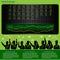 Stock exchange infographic with runoff scoreboard and sample of letter and numbers alphabet