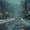 Stock footage of a serene snowfall in a quiet town