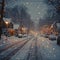 Stock footage of a serene snowfall in a quiet town