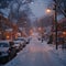 Stock footage of a serene snowfall in a quiet town