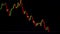 Stock graph or candlestick or forex chart moving on black background