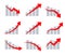 Stock graphic vector icons set. Up and down arrows on chart, informing about growth and decline, profit and loss. Simple