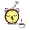 Stock Illustration Alarm Clock and Cup of Coffee