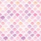Stock illustration seamless pattern. watercolor drawing chevron squama fish, seashells. pink color on a white background. colorful