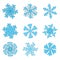 Stock Illustration Set of Nine Snowflakes