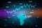 Stock market background or forex trading business graph chart for financial investment concept of Tunisia map. business idea and