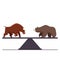 Stock market bulls and bears battle metaphor