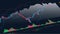 Stock market data candlesticks are indicators of the rising stocks on the background of high-tech technology finance. technology