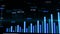 Stock market data. Financial graphs with blue raising arrow