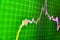 Stock market graph. Stock market numbers and financial data displayed on trading screen of online investing platform. Financial