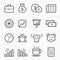 Stock and market symbol line icon set