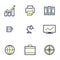 Stock and market symbol line icon on white