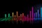 Stock market trading graph and candlestick chart on screen monitor for financial investment and economic concept. Neural