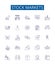 Stock markets line icons signs set. Design collection of Stocks, Markets, Equity, Trading, Securities, Investment