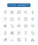 Stock markets line icons signs set. Design collection of Stocks, Markets, Equity, Trading, Securities, Investment