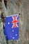 Stock Photo - Australian flag embroidered on Hellfire Pass in Kanchanaburi of Thailand,World War 2