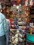 stock photo captures a vibrant display of colorful and exquisite designer Indian-style earrings hanging on stall for sale