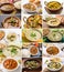Stock photo of collage of indian popular main course vegetable curry or recipe