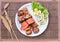 Stock photo of halal chicken mutton beef kebab, tikka, boti on plate