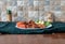 Stock photo of halal chicken mutton beef kebab, tikka, boti on plate