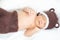 Stock Photo - Top view sleeping newborn baby