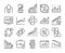 Stock Quotes icons. Stock quotes, charts and data analysis line icon set. Editable stroke.