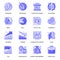 Stock Quotes web flat line icons set. Pack outline pictogram