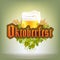 Stock raster illustration Oktoberfest logo. Beer, malt, hop Templates for placards, banners, flyers, presentations, reports. EPS10