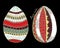 Stock set of cartoon hand draw easter eggs with leaf and