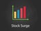 Stock surge chart illustration with colourful bar, white text and black background