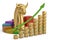 Stock trading corporate gold bull with chart. 3D illustration.