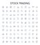 Stock trading outline icons collection. Trading, Stocks, Shares, Brokerage, Day-trading, Bull, Bear vector illustration