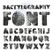 Stock vector alphabet with texture of dactylogram