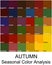 Stock vector color guide with color names. Seasonal color analysis palette for autumn type