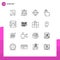 Stock Vector Icon Pack of 16 Line Signs and Symbols for book, finger, sale, click, management