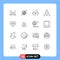 Stock Vector Icon Pack of 16 Line Signs and Symbols for favorite, heart, eye glasses, emoji, network