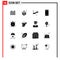 Stock Vector Icon Pack of 16 Line Signs and Symbols for iphone, gadget, meal, devices, left