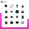 Stock Vector Icon Pack of 16 Line Signs and Symbols for lotus, bucket, electronics, room, sink