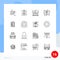 Stock Vector Icon Pack of 16 Line Signs and Symbols for result, notepad, love, dollar, business