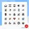 Stock Vector Icon Pack of 25 Line Signs and Symbols for academic, day, smartphone, hat, hard drive disk