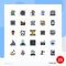 Stock Vector Icon Pack of 25 Line Signs and Symbols for education, thinking, day, idea, creative