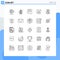 Stock Vector Icon Pack of 25 Line Signs and Symbols for mobile, backup, woman, technology, cool