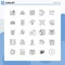 Stock Vector Icon Pack of 25 Line Signs and Symbols for phone, message, satellite, contact, target