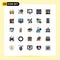 Stock Vector Icon Pack of 25 Line Signs and Symbols for store, market store, tv, market, movie