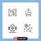 Stock Vector Icon Pack of 4 Line Signs and Symbols for chinese, ubiquitous, year, space, concept