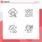 Stock Vector Icon Pack of 4 Line Signs and Symbols for cloud, smoke, online, fire, hammer
