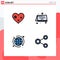Stock Vector Icon Pack of 4 Line Signs and Symbols for heart, globe, favorite, father, connect