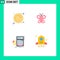 Stock Vector Icon Pack of 4 Line Signs and Symbols for summer, calculation, weather, insect, progress