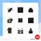 Stock Vector Icon Pack of 9 Line Signs and Symbols for corss, facility, stamp, beauty, open
