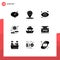 Stock Vector Icon Pack of 9 Line Signs and Symbols for right, arrow, info, gear, view